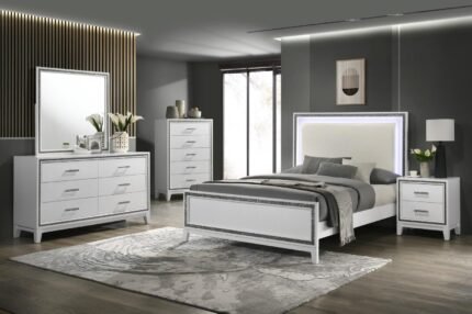 B330 Tala White Bedroom Set – Florida Modern LED Elegance