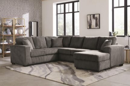 L182 Tate Dark Grey Sectional – Cozy Corduroy Luxury