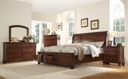 B420 Carson Brown Bedroom Set – Sleigh-Style Storage Elegance