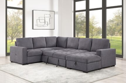 L100 Larry Grey Sleeper Sectional – Storage & Style