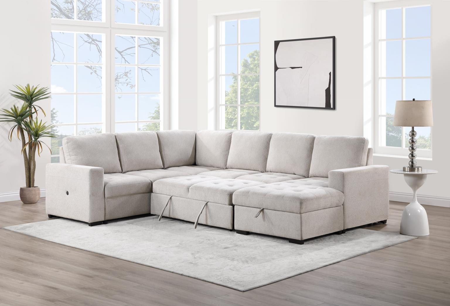 L101 Larry Beige Sectional – Sleeper & Storage Combo L101 Larry Beige Sectional – Sleeper & Storage Combo