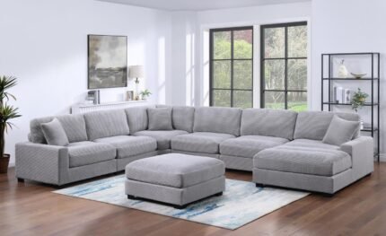 L122 Violet Gray Sectional – Modular Velvet Comfort