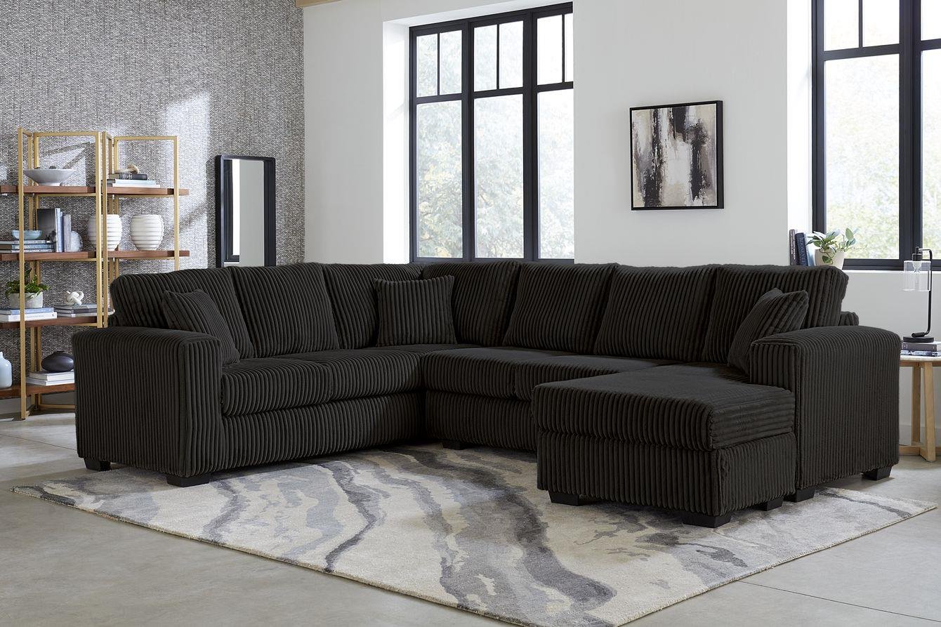 L183 Tate Black Sectional Sofa – Modern Corduroy Comfort L183 Tate Black Sectional Sofa – Modern Corduroy Comfort