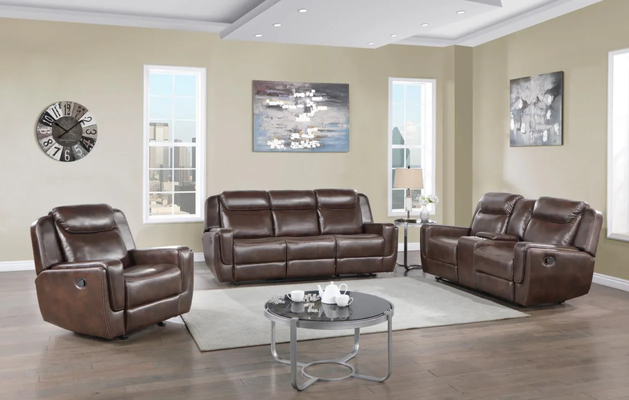 Aspen Living Room Reclining Sofa – Plush Faux Leather