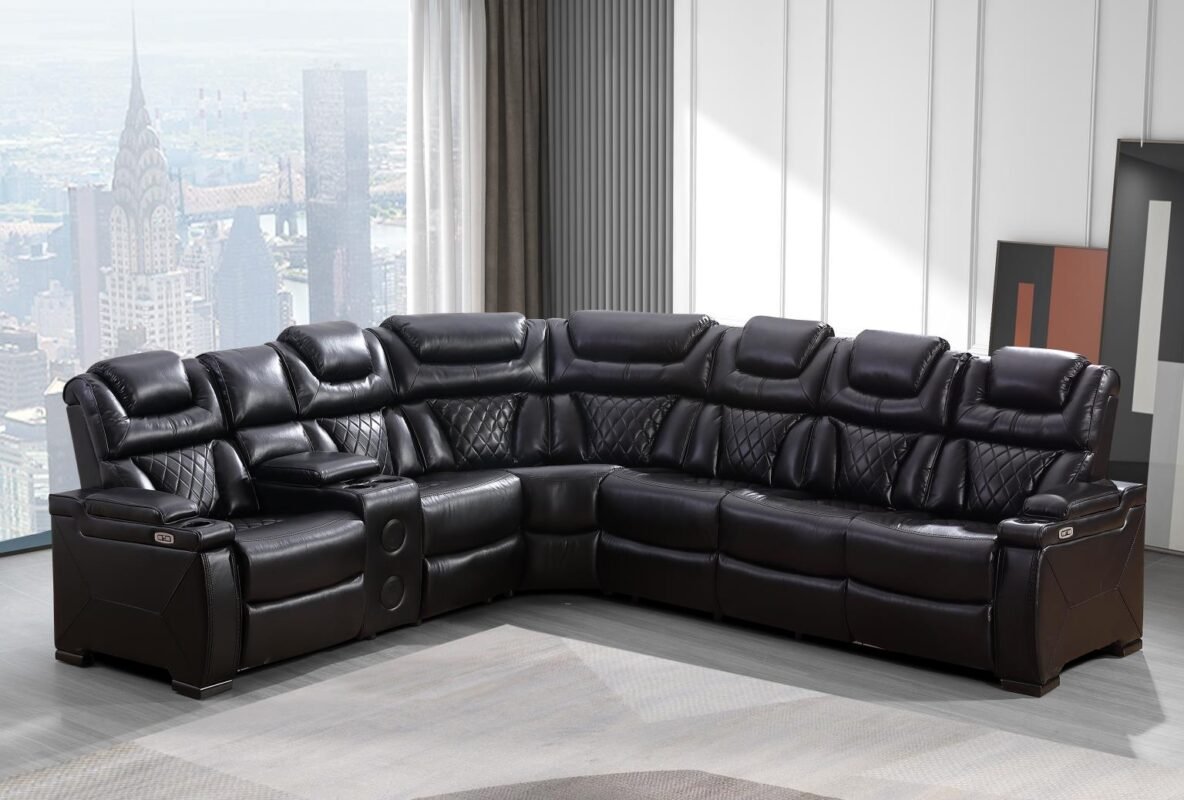 Braden Black Leather Sofa – Sleek, Modern Lounge