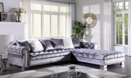 Kylie Grey Velvet Sofa & Loveseat Set – Chic & Cozy